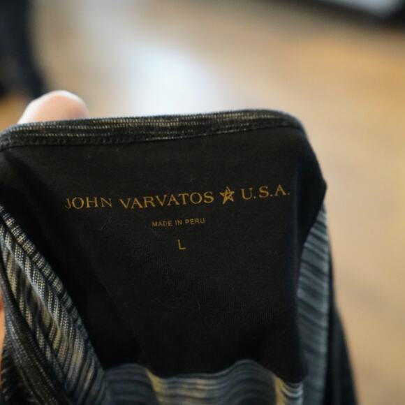 John Varvatos Star USA Henley T-Shirt Adult Large Static Heather Black Gray - Picture 3 of 6